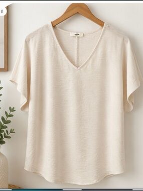 Ivory V-Neck Dolman Sleeve Blouse